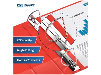 Davis Group Premium Economy 2" 3-Ring Non-View Binders, D-Ring, Red, 6/Pack (2304-03-06)