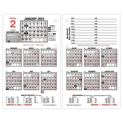 2023 AT-A-GLANCE Burkharts Day Counter 7.5 x 4.5 Daily Loose-Leaf Desk Calendar Refill, Black/Red