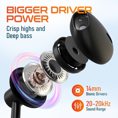 Delton 18EC USB-C Earbuds with Microphone, Black (DWH18ECBK)