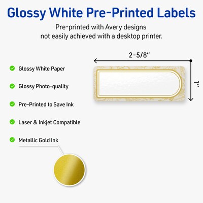 Avery Rectangle Laser/Inkjet Multipurpose Labels, 1 x 2-5/8, White, 160/Pack (19479371056)