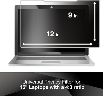 3M Privacy Filter for 15" Standard Laptop with COMPLY Attachment System, 4:3 Aspect Ratio (PF150C3B)