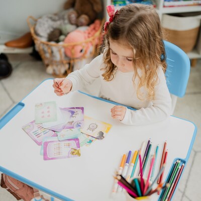 Mount-It! 26"W Kid's Desk with Chair, Blue (MI-10202)