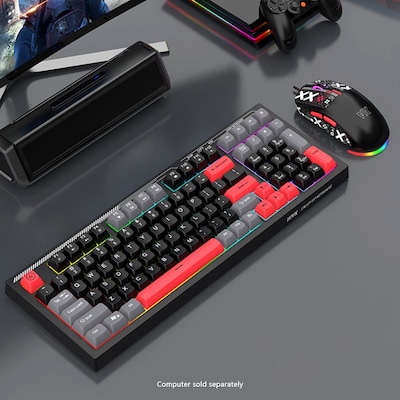 SaharaCase Wired Gaming Keyboard & Mouse Combo, Black/Red (KB30)