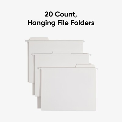 Smead FasTab Recycled Hanging File Folder, 1-Tab, Letter Size, White, 20/Box (64002)
