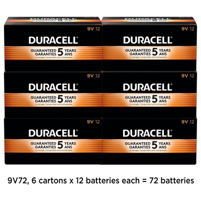 Duracell CopperTop 9V Alkaline Battery, 72/Pack (MN1604BKD)