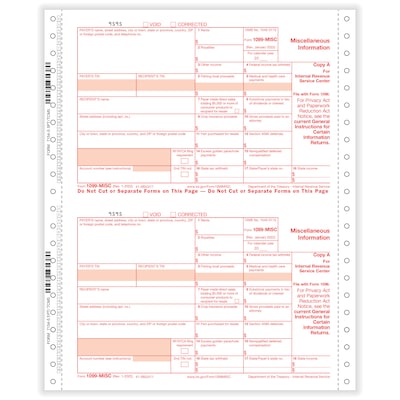 ComplyRight 2023 1099-MISC Tax Form, 5-Part, 2-Up, Copy A/State/B/C/2, 25/Pack (7154525)