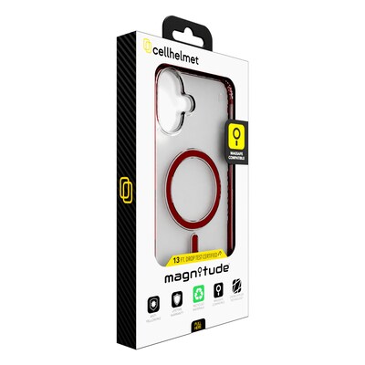 cellhelmet Magnitude Series MagSafe Phone Case for iPhone 16 Plus, Shock Absorbing, Lava Red (CM-105-LR)