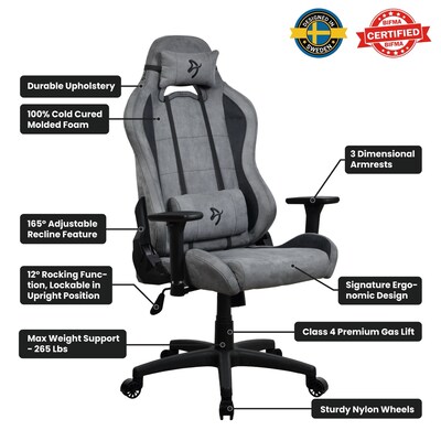 Arozzi Torretta Supersoft Microfiber Ergonomic Racing Gaming Chair, Anthracite (TORRETTA-SPSF-ANT)