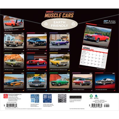 2027 BrownTrout American Muscle Cars 14 x 12 Monthly Wall Calendar, Assorted Colors (9798330712885)