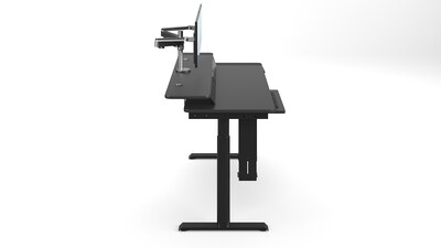 VersaDesk PowerLift Split-Level 60"W Electric Rectangular Adjustable Standing Desk, Black (PL2SD6030-BB)