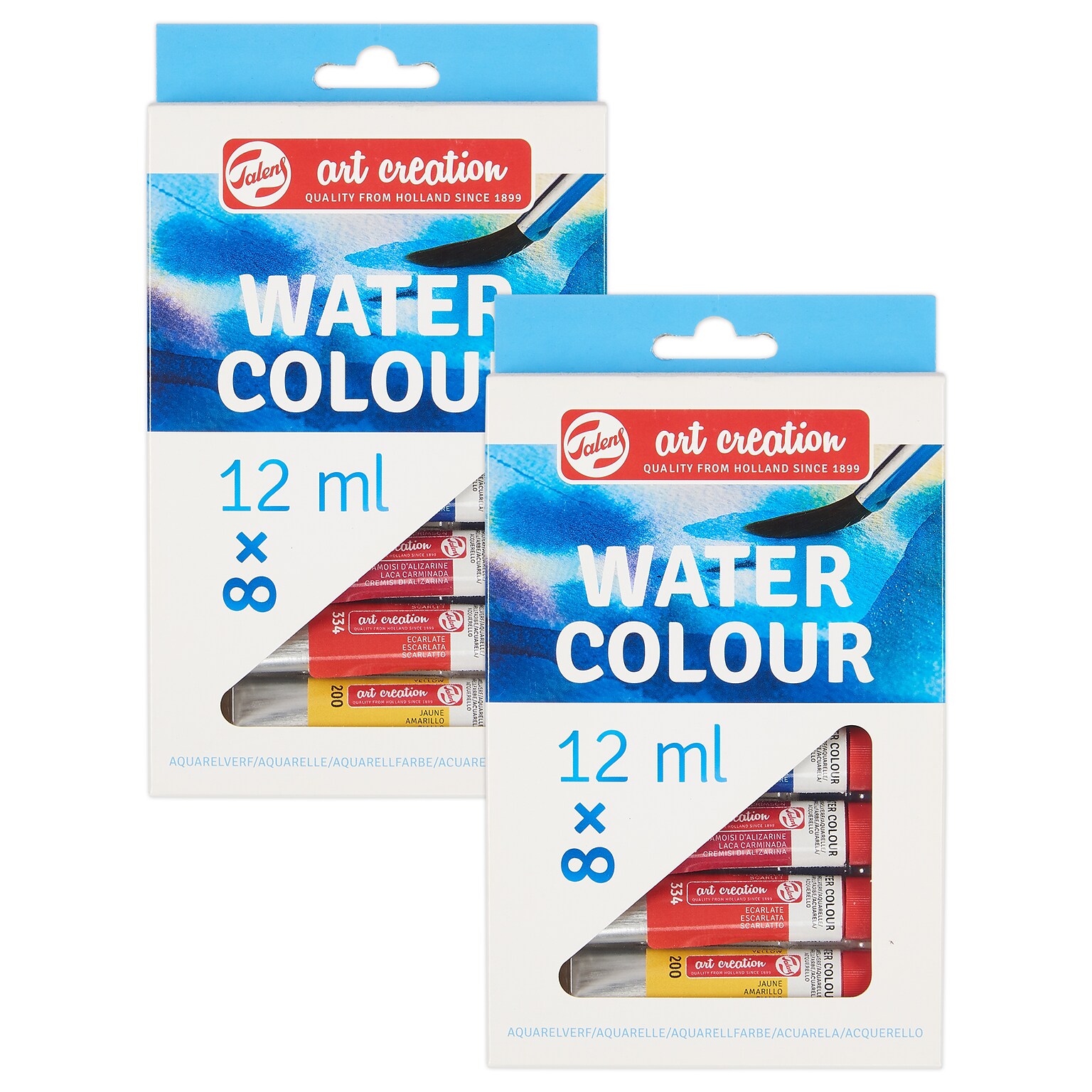 Talens Art Creation Watercolor Paint, Assorted Colors, 12mL, 8/Set, 2 Sets/Bundle (TLN9022008M-2)