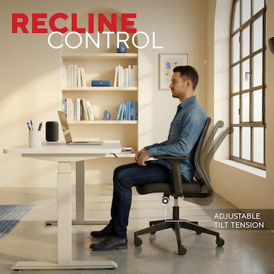 Staples Essentials Ergonomic Fabric Swivel Task Chair, Black (UN56947)