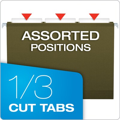 Pendaflex Hanging File Folders, 1/3-Cut Tab, Letter Size, Standard Green, 25/Box (PFX 4152 1/3)