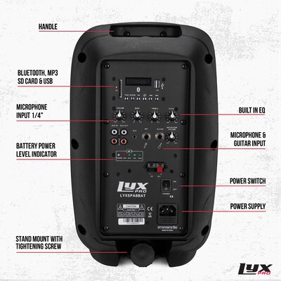 LyxPro 8 Inch Rechargeable PA Speaker (LYXSPA8BAT)