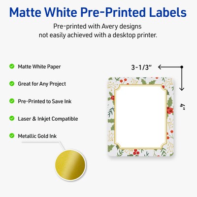 Avery Rectangle Multipurpose Labels, 4 x 3-1/3, White, 40/Pack (19479370450)