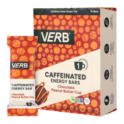 VERB Caffeinated Gluten Free Assorted Energy Bar Variety Pack, 0.92 oz., 32/Pack (600-04178)