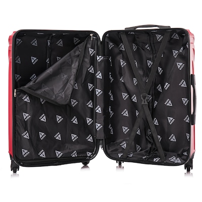 InUSA Vasty 26.37" Hardside Suitcase, 4-Wheeled Spinner, TSA Checkpoint Friendly, Red (IUVAS00M-RED)