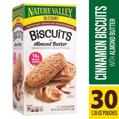 Nature Valley Biscuit Sandwich with Almond Butter, 40.5 oz., 30 Bars/Box (220-01046)