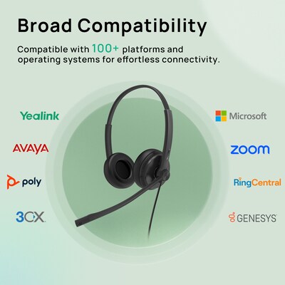 YeaLink UH34 Noise Canceling Stereo On-Ear Headset, UC Certified (1308044)
