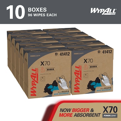 WypAll PowerClean X70 Cloths, 8.34 x 16.8, Blue, 96 Sheets/Box, 10 Boxes/Carton (41412)