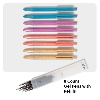 U Brands Retractable Ballpoint Pen, Medium Point, 0.7mm, Black Ink, 8/Pack (7168U01-24)