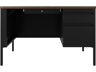 Hirsh 48"W Single-Pedestal Teacher's Desk, Black/Walnut (22642)