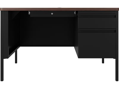 Hirsh 48W Single-Pedestal Teachers Desk, Black/Walnut (22642)