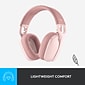 Logitech Zone Vibe 100 Wireless Noise Canceling Bluetooth Headset, Rose (981-001258)