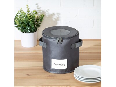 Honey-Can-Do Polyester Round Dinnerware Storage Box, Gray (SFT-09235)