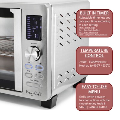 Megachef 6 Slices Toaster Oven, Silver (938122563M)