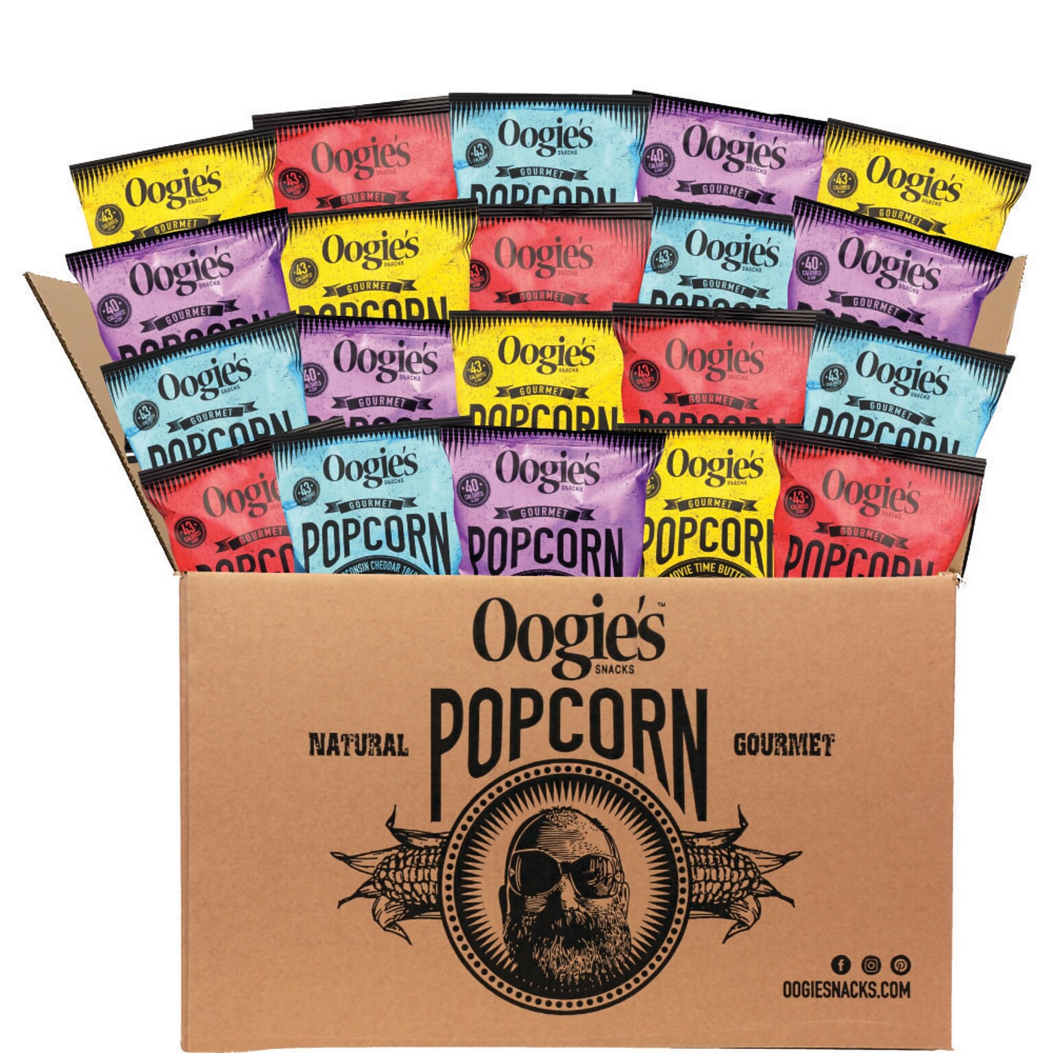 Oogies Snacks Variety Pack Popcorn, 1 oz., 20 Bags/Box (856856001168)
