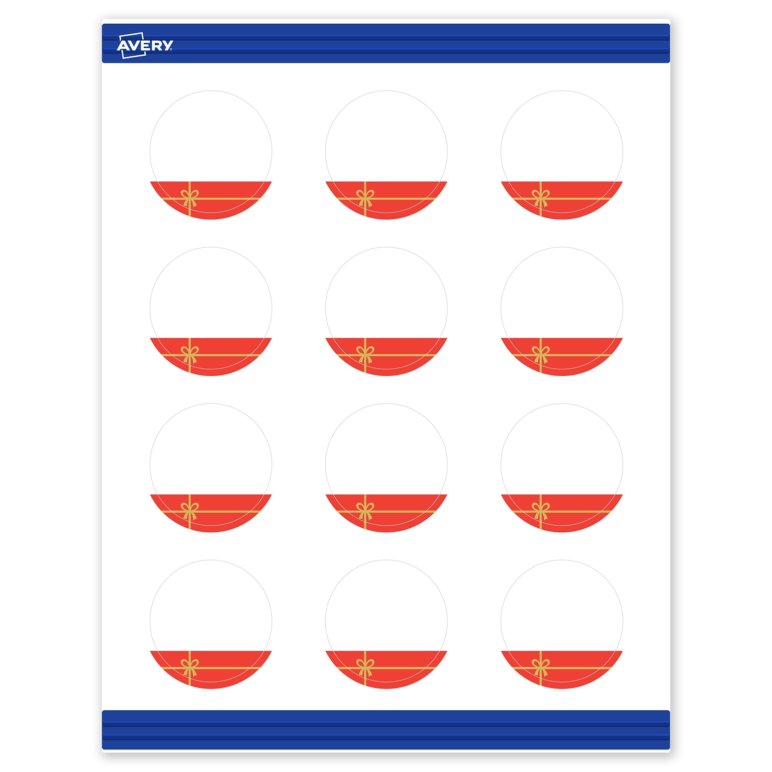 Avery Gold-Red Gift Matte Blank Card, White, 120/Pack (S00-FG7)