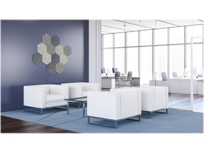 Luxor Reclaim Stick-On Decorative Acoustic Panels, 11"H x 9.5"W, Ocean Foam Combo PET, 12/Pack (RCLMHEX001)