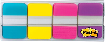 Post-It Solid Color Self-Stick Tab, 1 x 1.5, Assorted - 4 packs, 22 count each