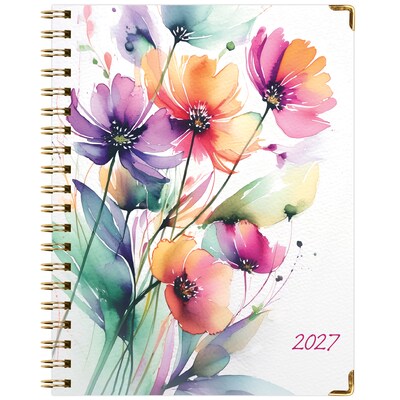 2027 Excello Brands Fashion Planner 8.5" x 11" Calendar Year Weekly & Monthly, Hardcover, Rainbow Floral