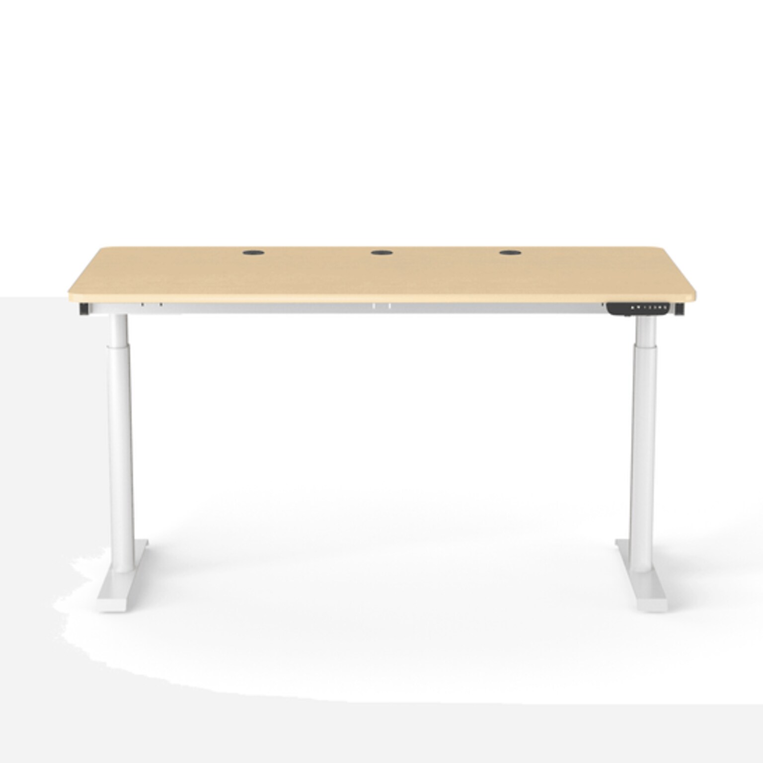 VersaDesk PowerLift 60W Electric Rectangular Adjustable Standing Desk, Maple/White (PLSDR6030-WM-APP )
