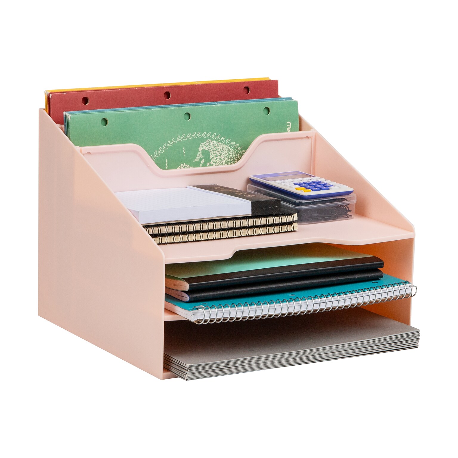Mind Reader 5-Compartment Plastic Desk Tray, Pink (ANCHBOX5-PNK)