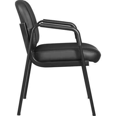 Lorell Deluxe Leather 4-Leg Guest Chair, Black (LLR84594)