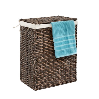 Seville Classics Handwoven Portable Laundry Hamper w/ Washable Liner, Mocha Brown (WEB6560