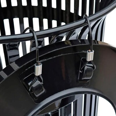 Global Industrial Outdoor Heavy-Duty Slatted Steel Trash Can, 36 Gallon, 34"H, Black (641631BK)