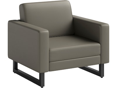 Safco Mirella Vinyl Lounge Chair, Gray/Black (1732MRL2BLKGR)