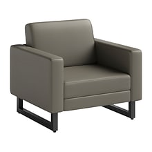 Safco Mirella Vinyl Lounge Chair, Gray/Black (1732MRL2BLKGR)