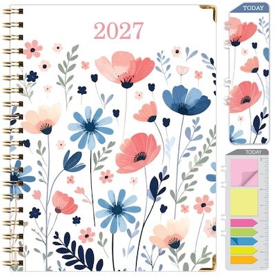 2027 Excello Brands 9 x 11 Weekly & Monthly Standard Planner, Paperboard Cover, Colorful Botanicals (FSHN-CY27-8511-30)