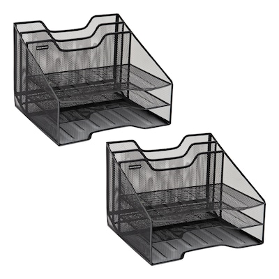 Mind Reader Metal Desk Organizer Letter Tray, Black, 2/Pack (2MESHBOX5-BLK)