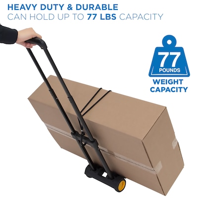Mount-It! Folding Luggage Cart and Dolly, Holds Up to 77 lbs. Capacity, Black/Yellow (MI-912)