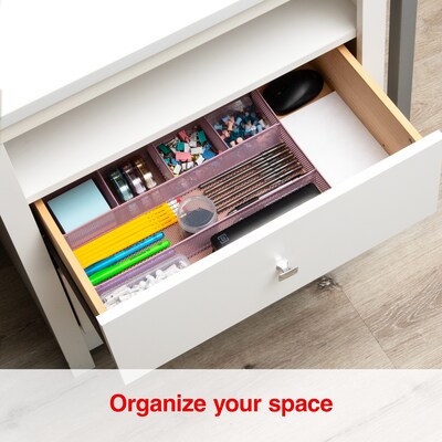 Staples 6-Compartment Metal Mesh Drawer Organizer, Dusty Pink (ST63845)