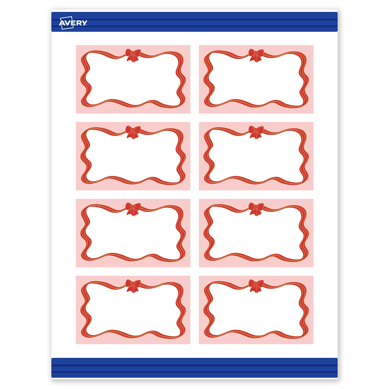 Avery Gold-Pink Bow Matte Blank Card, White, 80/Pack (S00-FF9)