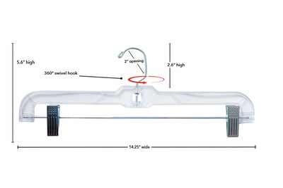 Nahanco 14.25" Plastic Jumbo Weight Skirt/Slack Hanger, Clear, 100/Box (602RC)