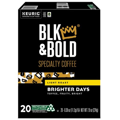 BLK & Bold Brighter Days Coffee Keurig K-Cup Pod, Light Roast, 20/Box (5000372406)