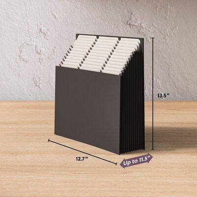 Smead Stadium 50% Recycled Heavy Duty Reinforced Fabric Accordion File, 12 Pocket, Letter, Charcoal